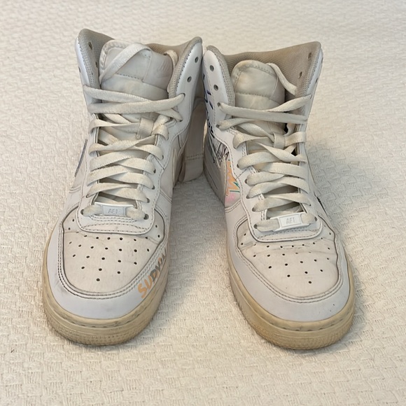 Nike Air Force white sneakers, Youth 5.5 - Picture 2 of 13